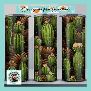Skinny Tumbler Flowering Cactus Desert Cacti Western Stainless-Steel 20oz